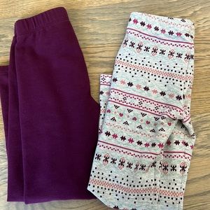 Bundle of TWO Girls Fleece Lined Leggings